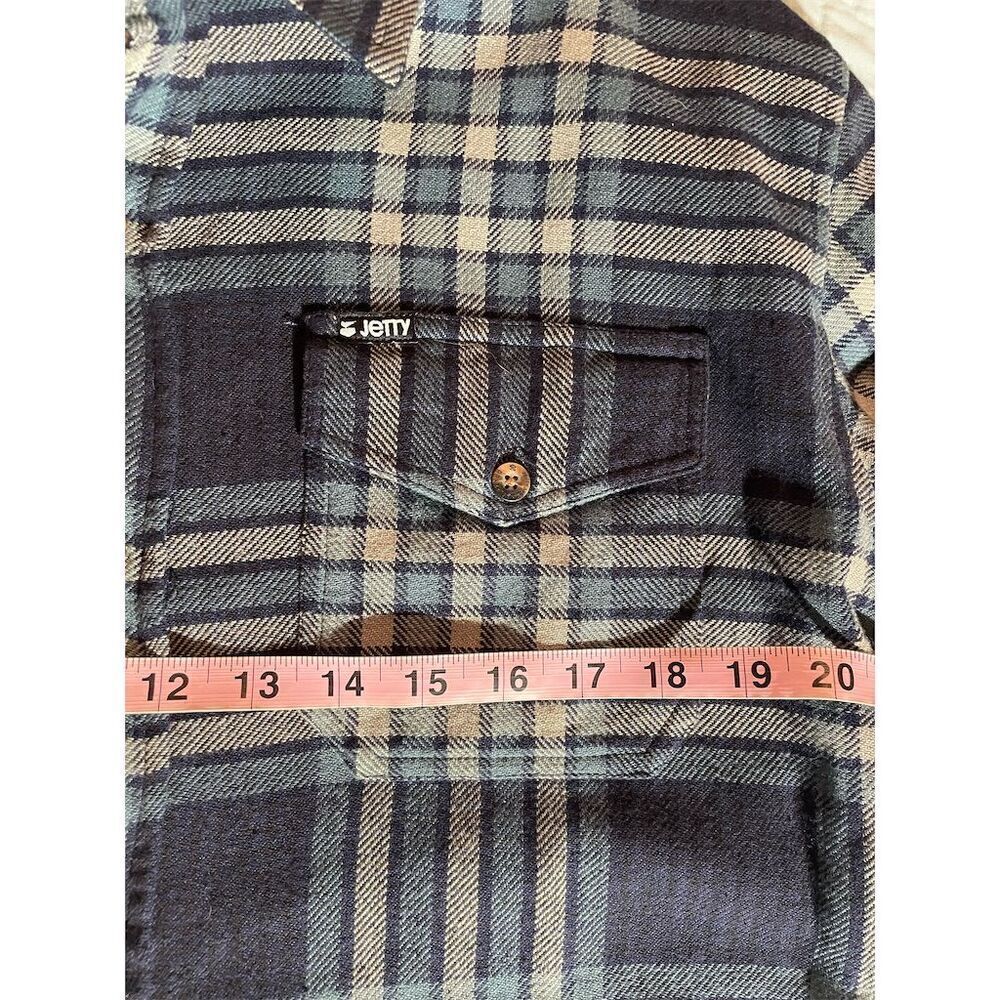 Men's Navy and Gray Plaid Button-Down Shirt - Picture 3 of 7